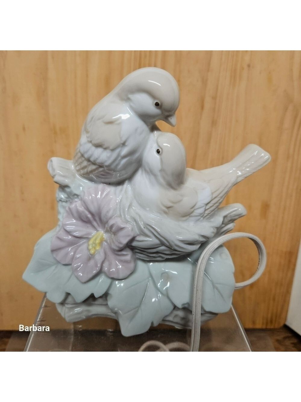 Vintage Porcelain Lovebird Plugin Nightlight/Lamp